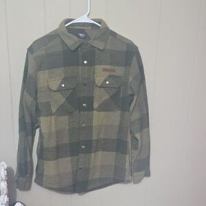 Unbranded Olive Green Plaid Button-Down Shirt